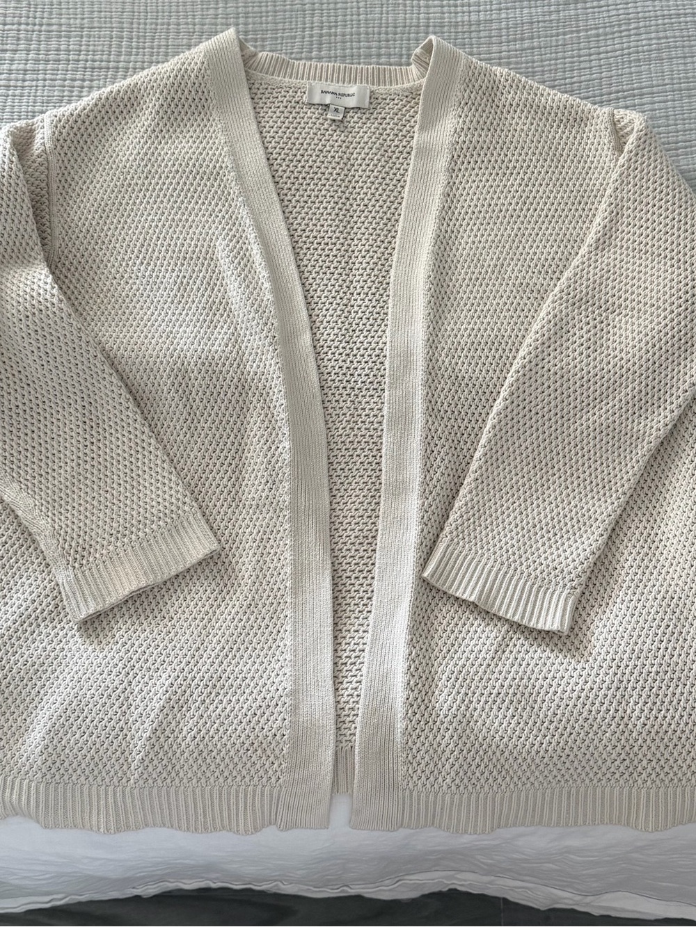 Banana Republic Open-Front Cream Knit Cardigan